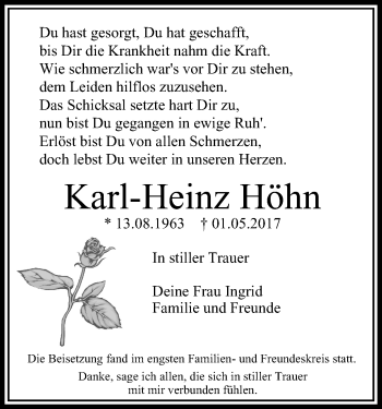 Traueranzeige von Karl-Heinz Höhn von Stadtspiegel Gelsenkirchen