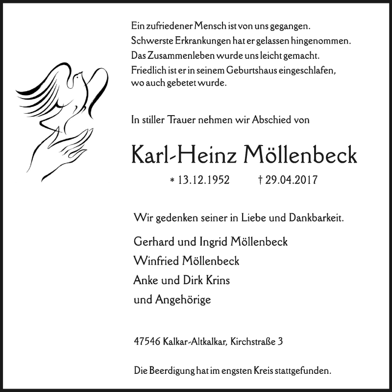  Traueranzeige für Karl-Heinz Möllenbeck vom 06.05.2017 aus Klever Wochenblatt