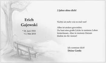 Traueranzeige von Erich Gajewski von Stadtanz.Castrop-Rauxel
