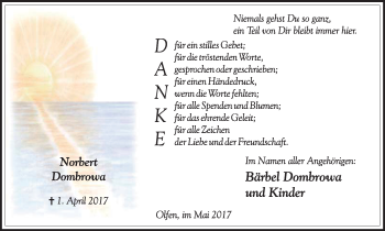 Traueranzeige von Norbert Dombrawa von Lüner Anzeiger