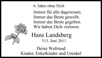 Traueranzeige von Hans Landsberg von Mülheimer Woche