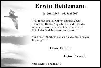 Traueranzeige von Erwin Heidemann von Stadtanzeiger Emmerich/Rees/Isselburg