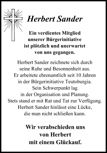 Traueranzeige von Herbert Sander von Wochenblatt Herne/Wanne-Eickel