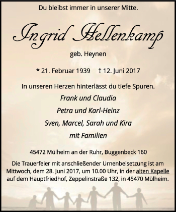 Traueranzeige von Ingrid Hellenkamp von Mülheimer Woche