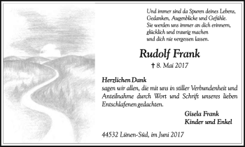 Traueranzeige von Rudolf Frank von Lüner Anzeiger