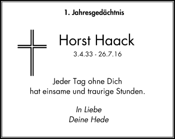 Traueranzeige von Horst Haack von Mülheimer Woche