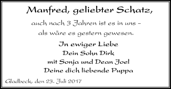 Traueranzeige von Manfred  von Stadtspiegel Gladbeck