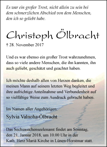 Traueranzeige von Christoph Ölbracht von Lüner Anzeiger