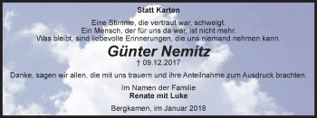Traueranzeige von Günter Nemitz von Stadtspiegel Kamen + Unna
