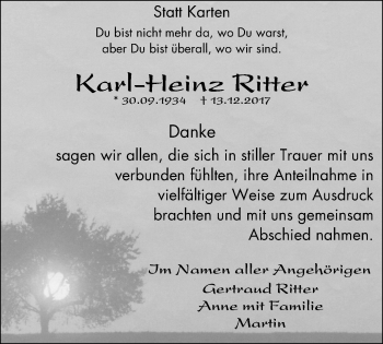 Traueranzeige von Karl-Heinz Ritter von Klever + Gocher Wochenblatt + Stadtanzeiger Emmerich
