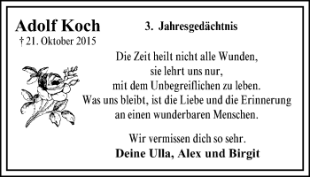 Traueranzeige von Adolf Koch von Mülheimer Woche