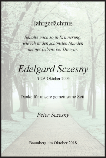 Traueranzeige von Edelgard Sczesny von Wochen-Anzeiger Langenfeld/Monheim/Hilden