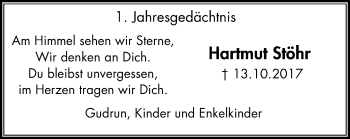 Traueranzeige von Hartmut Stöhr von Wochen-Anzeiger Oberhausen