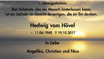 Traueranzeige von Hedwig vom Hövel von Mülheimer Woche