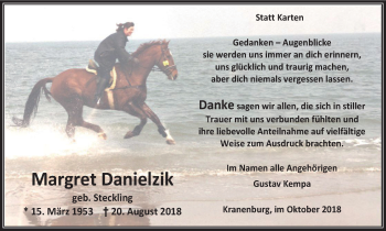 Traueranzeige von Margret Danielzik von Klever Wochenblatt