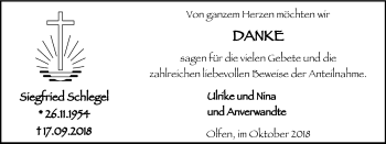 Traueranzeige von Siegfried Schlegel von Stadtanz.Castrop-Rauxel