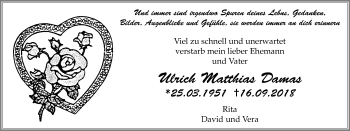 Traueranzeige von Ulrich Matthias Damas von Stadtanz.Castrop-Rauxel