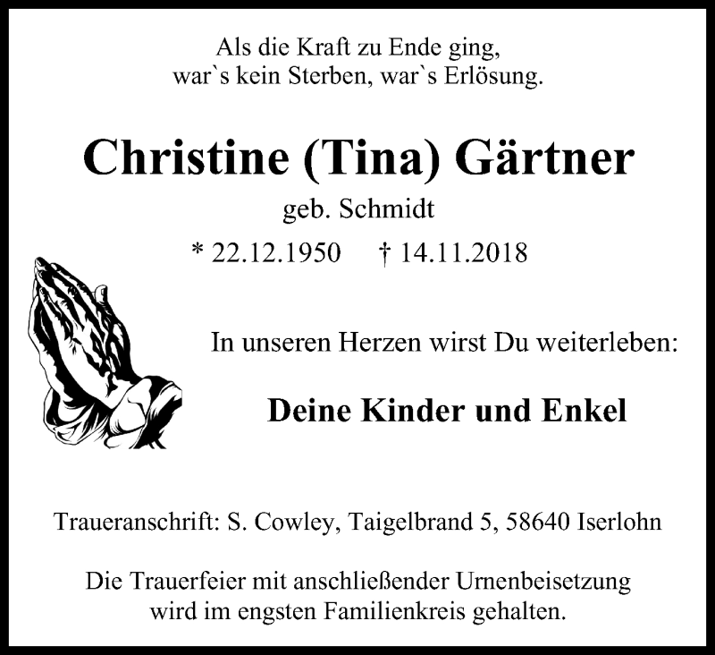 55+ Christine Gärtner Coesfeld, Ich freue mich auf sie!