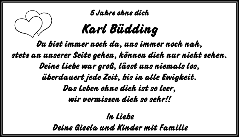 Traueranzeige für Karl Büdding vom 21.11.2018 aus Stadtanz.Castrop-Rauxel