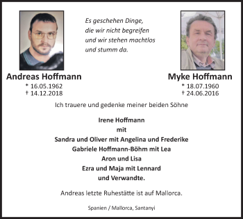 Traueranzeige von Andreas und Myke Hoffmann von Klever Wochenblatt