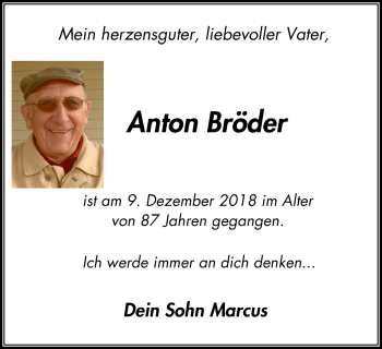 Traueranzeige von Anton Bröder von Stadtanz.Castrop-Rauxel