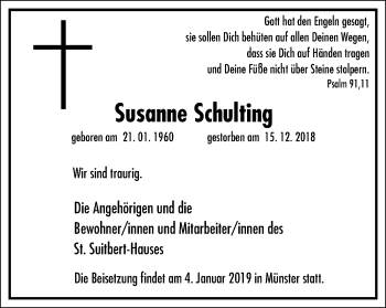 Traueranzeige von Susanne Schulting von Stadtspiegel Gladbeck