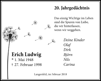 Traueranzeige von Erich Ludwig von Wochen-Anzeiger Langenfeld/Monheim/Hilden