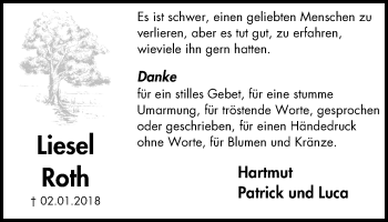 Traueranzeige von Liesel Roth von Stadtspiegel Bottrop