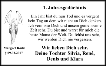 Traueranzeige von Margret Rödel von Stadtspiegel Iserlohn + Hemer
