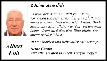 Traueranzeige von Albert Loh von Stadtanz.Castrop-Rauxel