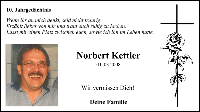 Traueranzeigen von Norbert Kettler | Trauer-in-NRW.de