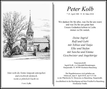 Traueranzeige von Peter Kolb von Wochen-Anzeiger Langenfeld/Monheim/Hilden
