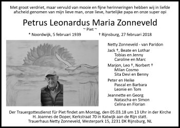 Traueranzeige von Petrus Leonardus Maria Zonneveld von Wochen-Anzeiger Langenfeld/Monheim/Hilden