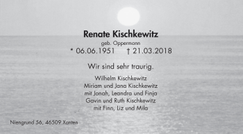 Traueranzeige von Renate Kischkewitz von Der Weseler + Der Xantener