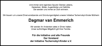 Traueranzeige von Dagmar van Emmerich von Mülheimer Woche