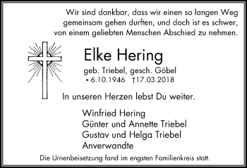 Traueranzeige von Elke Hering von Mülheimer Woche