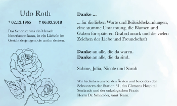 Traueranzeige von Udo Roth von Wochen-Anzeiger Oberhausen
