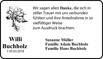 Traueranzeige von Willi Buchholz von Stadtanz.Castrop-Rauxel