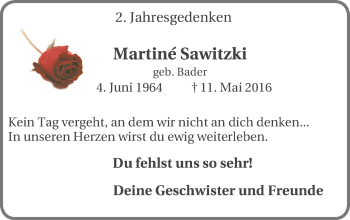 Traueranzeige von Martine Sawitzki von Lüner Anzeiger