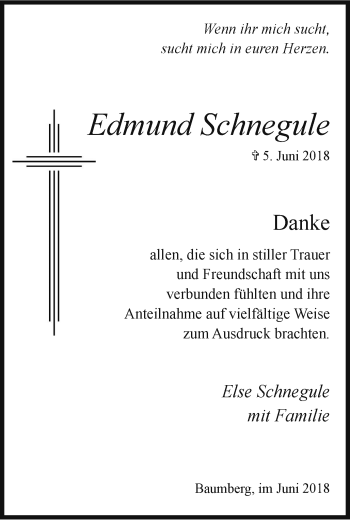 Traueranzeige von Edmund Schnegule von Wochen-Anzeiger Langenfeld/Monheim/Hilden