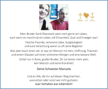 Traueranzeige von Gerd Obarowski von Stadtanz.Castrop-Rauxel