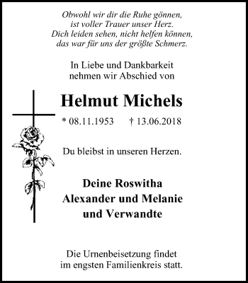 Traueranzeige von Helmut Michels von Stadtanz.Castrop-Rauxel