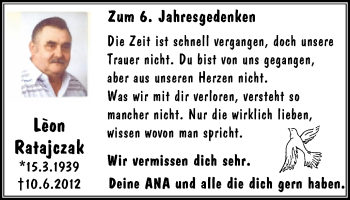 Traueranzeige von León Ratajczak von Stadtanz.Castrop-Rauxel