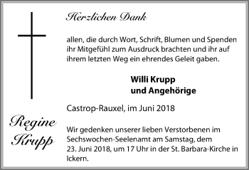 Traueranzeige von Regine Krupp von Stadtanz.Castrop-Rauxel