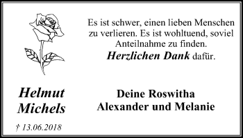 Traueranzeige von Helmut Michels von Stadtanz.Castrop-Rauxel