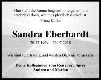 Traueranzeige von Sandra Eberhardt von Mülheimer Woche