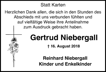 Traueranzeige von Gertrud Niebergall von Lüner Anzeiger