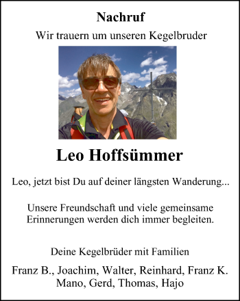 Traueranzeige von Leo Hoffsümmer von Wochen-Anzeiger Langenfeld/Monheim/Hilden