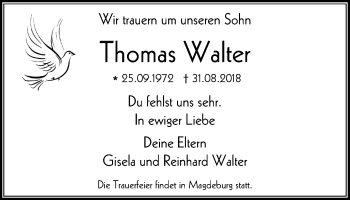 Traueranzeige von Thomas Walter von Stadtanzeiger Velbert + Heiligenhaus