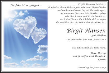 Traueranzeige von Birgit Hansen von Wochen-Anzeiger Langenfeld/Monheim/Hilden